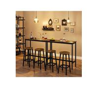 Vasagle Dining Table Set, Bar Table And Stools, Breakfast Bar Table With 2 Round Bar Stools, Industrial Steel Frame