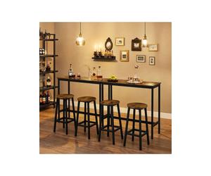 Vasagle Dining Table Set, Bar Table And Stools, Breakfast Bar Table With 2 Round Bar Stools, Industrial Steel Frame