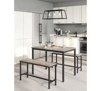 Vasagle Dining Table With 2 Benches, 3 Piece Set, Kitchen Table Of 70 X 110 X 75 Cm, 2 Benches Of 30 X 97 X 50 Cm Each