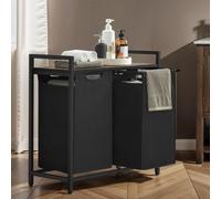 Laundry Sorter Hamper with Removable Bags, Rustic Brown + Black