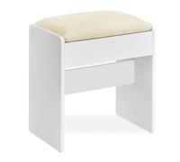 Vasagle Dressing Table Stool, Velvet Footrest, Upholstered Makeup Stool, Anti-Slip Pads, For Dressing Room, Bedroom, White