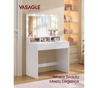 Vasagle Dressing Table, Vanity Table With Mirror, Led Lights With 3 Colours And Adjustable Brightness