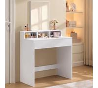VASAGLE Dressing Table with Large Mirror, 2 Drawers and 3 Compartments | Vanity Table, Makeup Table, Modern Basic, Cloud White, KAILYN Collection RDT113W01