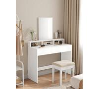 Vasagle Dressing Table With Large Mirror, Vanity Table With 2 Drawers And 3 Compartments, Makeup Table, Modern, White