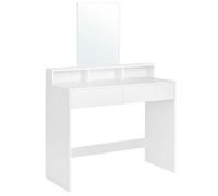 SONGMICS Vasagle Dressing Table With Large Mirror 2 Drawers 3 Open Compartments - White