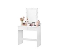 VASAGLE Dressing Table with LED Mirror 2 Drawer White Small