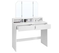 Vasagle Dressing Table with Mirror 2 Drawers White Large