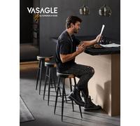 Vasagle Ekho Collection - Bar Stools Set Of 2, Kitchen Counter Stools, Breakfast Stools, Synthetic Leather With Stitching