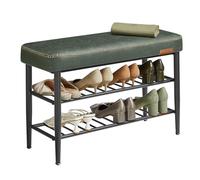 VASAGLE EKHO Collection - Shoe Bench, Storage Bench, Shoe Rack Bench Entryway, Synthetic Leather with Stitching, Mid-Century Modern, Loads 135 kg, 30 x 80 x 50 cm, Forest Green LSB054C02