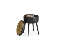 VASAGLE EKHO Collection - Storage Ottoman, Dressing Table Stool, Synthetic Leather with Stitching, Mid-Century Modern, Round Storage Stool Seat with