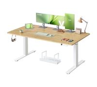 VASAGLE Electric Standing Desk, 160 x 80 cm, USB C Port, Cable Tray, Height Adjustable Desk, Sedentary Reminder, 3 Memory Heights, for Home Office, Golden Oak LSD146YA03