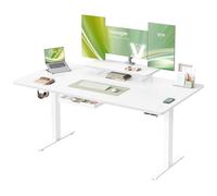 VASAGLE Electric Standing Desk, Height Adjustable Desk, 160 x 80 cm, Flexible Monitor Stand and Drawer, USB-C Port, Sedentary Reminder, for Home Office, Cloud White LSD156WB02