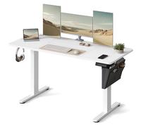 VASAGLE Electric Standing Desk, Height Adjustable Desk, 60 x 140 x (72-120) cm, 4 Memory Heights, Storage Pocket, for Home Office, Study, Cloud White LSD134W02