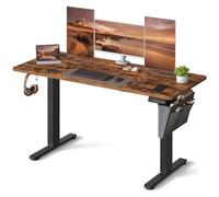 VASAGLE Electric Standing Desk, Height Adjustable Desk, 60 x 140 x (72-120) cm, 4 Memory Heights, Storage Pocket, for Home Office, Study, Rustic Brown and Ink Black LSD134K02
