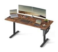 VASAGLE Electric Standing Desk, Height Adjustable Desk, 70 x 160 x (72-120) cm, 4 Memory Heights, Storage Pocket, for Home Office, Study, Rustic Brown and Ink Black LSD136K02