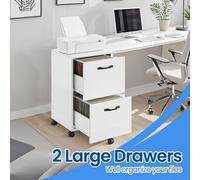 Vasagle File Cabinet For Home Office, Filing Cabinet With 2 Drawers, Rolling Printer Stand With Hanging Rail For A4