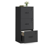 VASAGLE File Cabinet, Printer Stand, with 3 Lockable Drawers | Filing Cabinet, Adjustable Hanging Rails, for A4 and Letter-Size Files, Ink Black, Custos Collection OFC055B16
