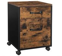VASAGLE File Cabinet with 2 Drawers, Rolling Office Filing Cabinet with Wheels, for A4, Letter Sized Documents, Hanging File Folders, Industrial, Rustic Brown and Black OFC042B01