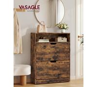 Vasagle Flip Door Narrow Shoe Cabinet For 14-16 Pairs Shoes, Brown