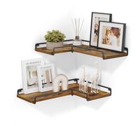 VASAGLE Floating Shelves - Set of 2 - L-Shaped Corner Shelves for Wall