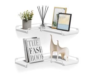 VASAGLE Floating Shelves, Set of 2, L-Shaped Corner Shelves for Wall, Corner Wall Shelf, Industrial Style, for Living Room, Bedroom, Kitchen, Cloud