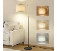 Vasagle Floor Lamp For Living Room, Modern Arc Standing Adjustable Height 150-175 Cm, With Foot Switch, Fabric Lampshade, E 27