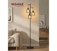Vasagle Floor Lamp With 3 Bulbs, Standing Lamp With Metal Shades, Adjustable Brightness, 3 E27 Sockets, Ink Black Lfl013Bd03