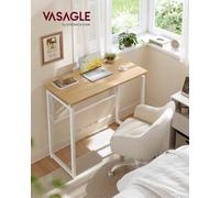 Vasagle Folding Desk, Foldable Computer Desk, One-Piece Desktop Top, Natural Oak