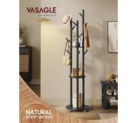 Vasagle Freestanding Coat Rack Stand, Coat Tree With 11 Hooks, 3 Shelves, 4 Removable Wheels, For Hallway, Bedroom