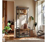 Vasagle Hall Tree With Bench And Shoe Storage, Hallway Coat Rack With Shoe Bench, 2 Fabric Drawers, 10 Hooks, 30 X 80.4 X 181.6 Cm