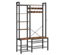 4-in-1 Hall Tree with Bench, Hooks, Shoe Rack & Shelves