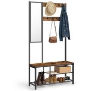 Vasagle Hallway Coat Rack Bench Mirror 2 Shoe/Boot Shelves Rustic Brown/Black