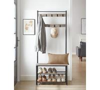VASAGLE Hallway Coat Rack with Bench Shoe Rack & Metal Frame in Light Beige VASAGLE Light Beige