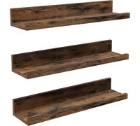 VASAGLE Hanging Wall Shelves, Set of 3, Floating Shelves, 38 cm Length, with Hi