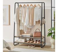 VASAGLE Heavy Duty Clothes Rail 2 Shelf Steel Frame 6 S Hooks in Camel VASAGLE Camel