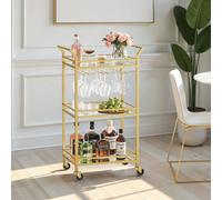 Vasagle Home Bar Serving Cart, Bar Cart, Small Bar Cart With 3-Tier Shelf, Glass Holders, Mini Bar Cart For Small Spaces, Gold