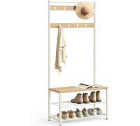 VASAGLE HSR041W09 3-in-1 Steel Frame Coat Rack with Shoe Shelf Hallway Modern S