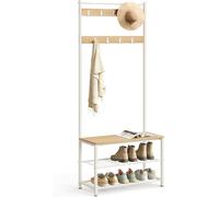 VASAGLE HSR041W09 3-in-1 Steel Frame Coat Rack with Shoe Shelf Hallway Modern S