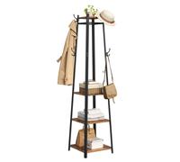 VASAGLE Industrial 3-Tier Coat Rack with Shelves, Freestanding Clothing Rack, 43x43x180 cm, Brown and Black