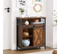VASAGLE Industrial Storage Cabinet Sideboard Sliding Door Open Compartment in Brown VASAGLE Brown