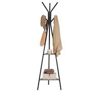 VASAGLE Industrial Style Coat Rack with 2 Shelves for Clothes, Hats, Bags, Grey and Black RCR016B02