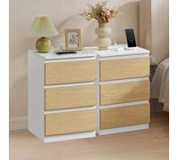 Vasagle Kailyn Collection - Bedside Tables With Power Strip, Set Of 2 Side End Drawers, 2 Ac Outlets, 2 Usb Ports, For Living