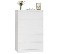 VASAGLE KAILYN Collection - Chest of Drawers for Bedroom, Storage Organiser Unit with 5 Drawers, 40 x 60 x 97.4 cm, Modern Style, Snow White LTS605WE
