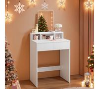 VASAGLE KAILYN Collection - Dressing Table with Large Mirror, Vanity Table with 2 Drawers and 3 Compartments, Makeup Table, Modern, White RDT103W01