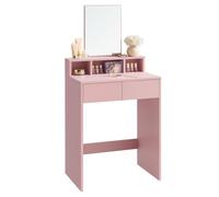 VASAGLE KAILYN Collection - Dressing Table with Large Mirror, Vanity Table with 2 Drawers and 3 Compartments, Makeup Table, Modern, Jelly Pink