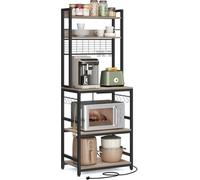 Vasagle Kitchen Storage Rack Baker's Rack, With Metal Wire Panel, 14 Hooks,steel Frame, 40 X 60 X 170 Cm, Greige And Ink Black