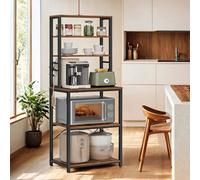 Vasagle Kitchen Storage Rack, Coffee Bar, Baker S Rack, Total 6 Shelves And 6 Hooks, For Microwave, Steel Frame, 40 X 60 X 167Cm