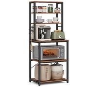 VASAGLE Kitchen Storage Rack, Coffee Bar, Baker's Rack, Total 6 Shelves and 6 Hooks, for Microwave, Steel Frame, Industrial, 40 x 60 x 167 cm, Rustic Brown and Ink Black KKS024B01