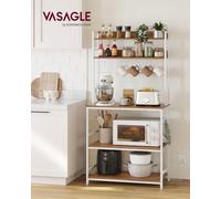Vasagle Kitchen Storage Rack With Power Outlet, Coffee Bar, Baker's Rack, With Metal Wire Panel, 14 Hooks, For Microwave