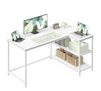VASAGLE L Shaped Corner Desk Computer Gaming Desk with Storage Reversible H